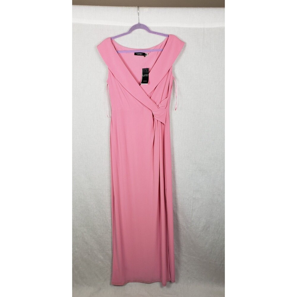 Lauren Ralph Lauren Womens Pink Jersey Off The Shoulder Gown‎ 10 Dress Prom HOCO